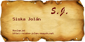 Siska Jolán névjegykártya